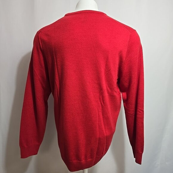 Jos. A. Bank Traveller 100% Merino Wool Sweater Mens Size XL V-Neck Red - Picture 4 of 9